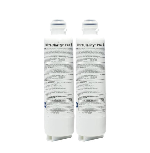 Bosch UltraClarity Pro water filter, 2-pack, white, replaces 11032531, 12033030, 11025825 for fridges.