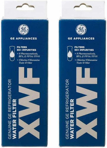 GE XWF Refrigerator Water Filter 2-Pack | No RFID Chip | Fits GE French Door Fridges GFE24 GFE26 GFE28 GDE21 GDE25 GNE21 GNE25 GNE27
