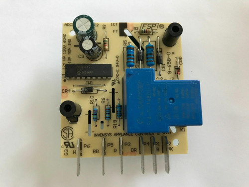 Whirlpool Replacement WP2304099 Refrigerator Control Board for Kenmore, blue and beige electronic circuit board.