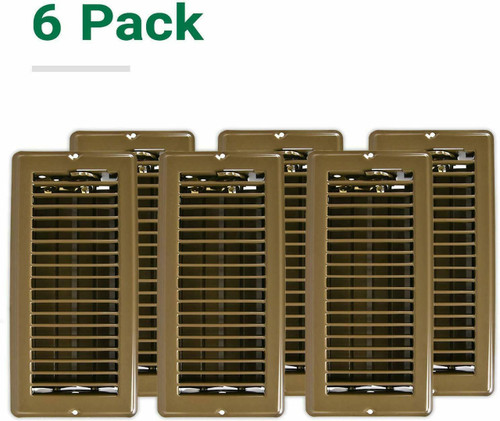 Mobile Home Floor Register 4 x 8 Brown w/ damper 6-pack