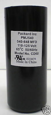 Packard PMJ540 Motor Start Capacitor 540-648 MFD UF / 110-125 VAC