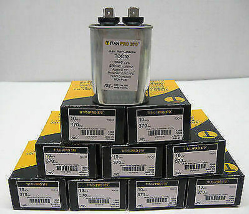 TOC10-10 LOT of 10 of Oval 10 mfd uf 370 Volts Motor Run Capacitor Titan Pro TOC10-10 LOT of 10 of Oval 10 mfd uf 370 Volts Motor Run Capacitor Titan Pro