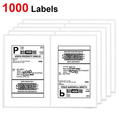 1000 Shipping Labels 8.5x5.5 Rounded Corner Self Adhesive 2 Per Sheet USPS UPS