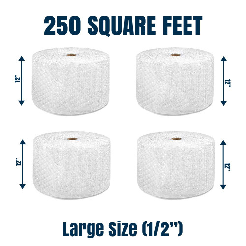 Bubble Cushioning Wrap 1/2 250 ft² x 12 Perforated Every 12 LARGE BUBBLE