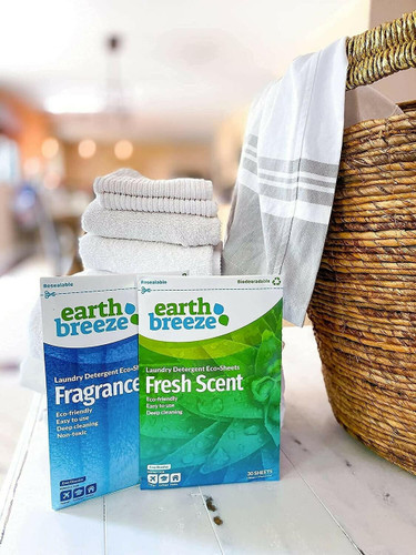 Earth Breeze LAUNDRY DETERGENT or Liquidless Fresh Scent or 30 Sheets, 60 Loads