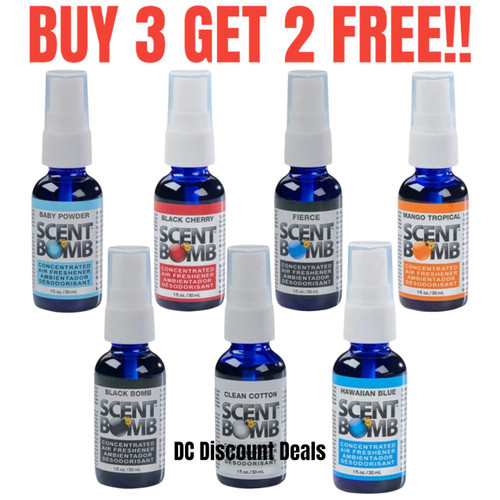 BUY 3 GET 2 FREE Scent Bomb 100percent Concentrated Air Freshener 1oz Car and Home Spray BUY 3 GET 2 FREE Scent Bomb 100percent Concentrated Air Freshener 1oz Car and Home Spray