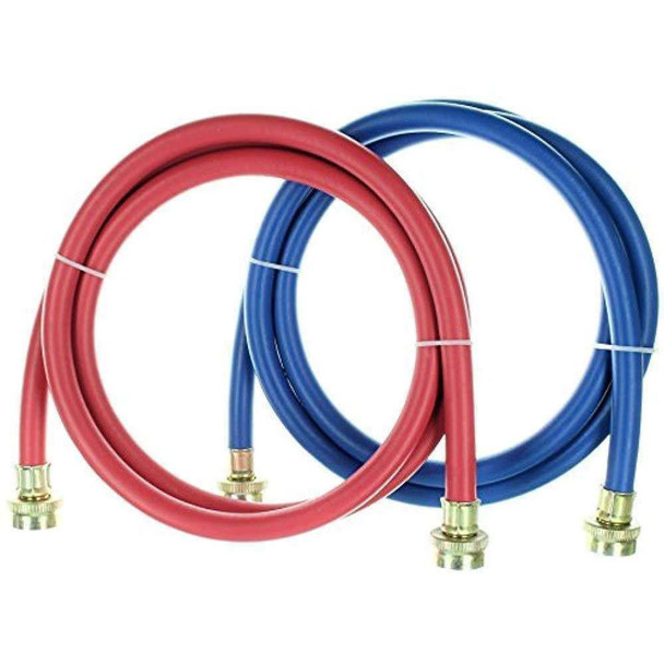 Rubber Washing Machine Hoses, 6 Foot Long 2 Pack - Color Coded - Kelaro