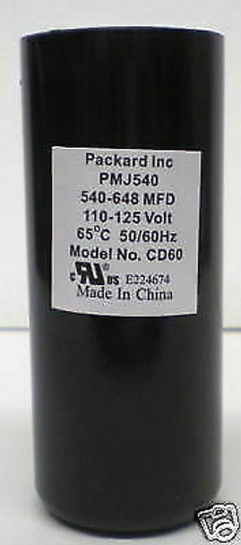 Packard PMJ540 Motor Start Capacitor 540-648 MFD UF / 110-125 VAC