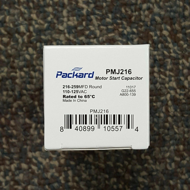 Packard PMJ216 Motor Start Capacitor 216-259 MFD UF / 110-125 VAC