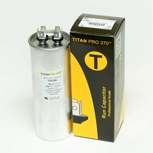 TitanPro TRC80 HVAC Round Motor Run Capacitor 80 MFD/UF 370 Volts