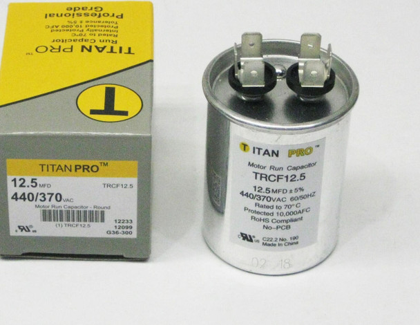 TitanPro TRCF12.5 HVAC Round Motor Run Capacitor 12.5 MFD/UF 440/370 Volts