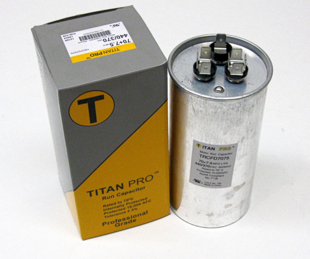 TitanPro TRCFD7075 HVAC Round Dual Motor Run Capacitor 70/7.5 MFD/UF440/370