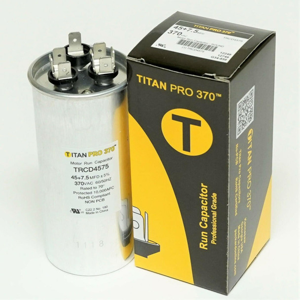 TitanPro TRCD4075 HVAC Round Dual Motor Run Capacitor 40/7.5 MFD/UF 370 Volts