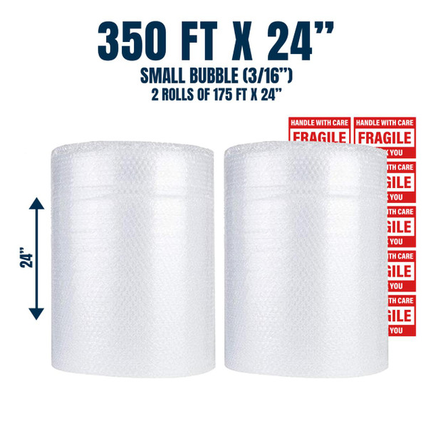 Bubble Cushioning Wrap 3/16 350 ft x 24 Perforated Every 12 Small Padding