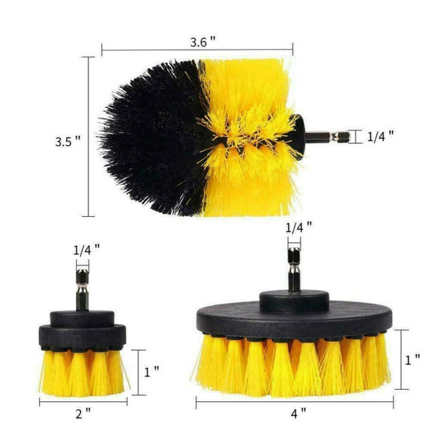 4PCs Home Drill Brush Attachment Power Scrubber Car Cleaning Kit Combo Scrub Tub