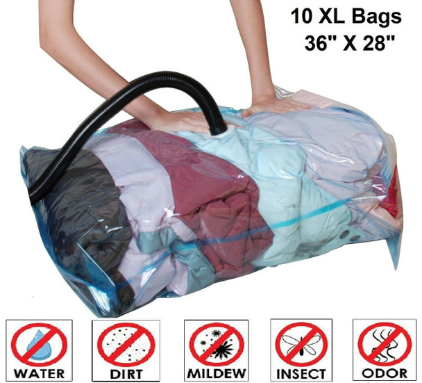 10 PACK XL Space Saver Extra Large Vacuum Seal Storage Bag ZIPLOCK Organizer Bag