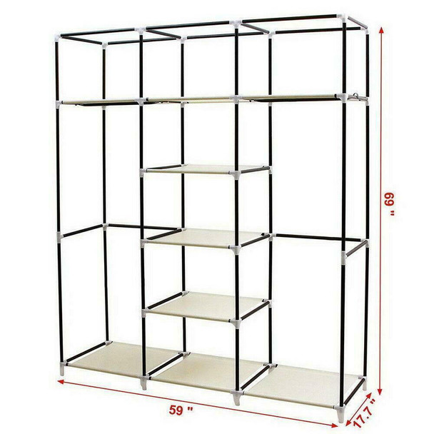 69 Portable Closet Wardrobe Clothes Ample Storage Space Organizer Armoire Free