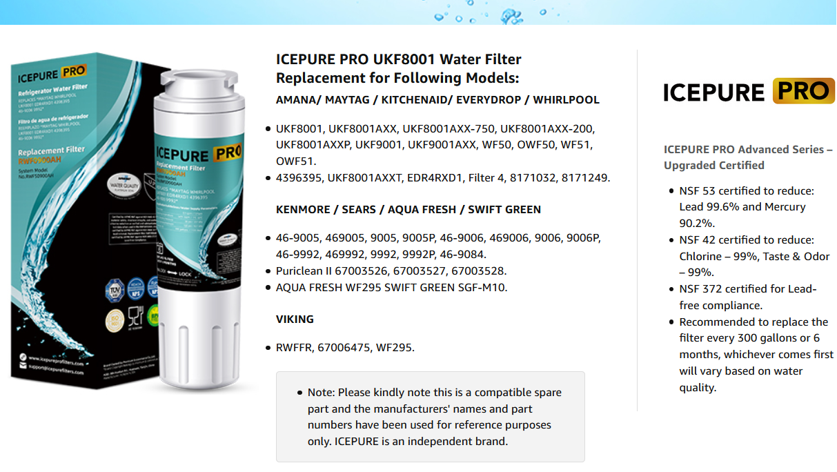 Everydrop Filter 4 Edr4rxd1 Whirpool Ukf8001 Replacement Water Filter By Icepure Everydrop Filter 4 Edr4rxd1 Whirpool Ukf8001 Replacement Water Filter By Icepure