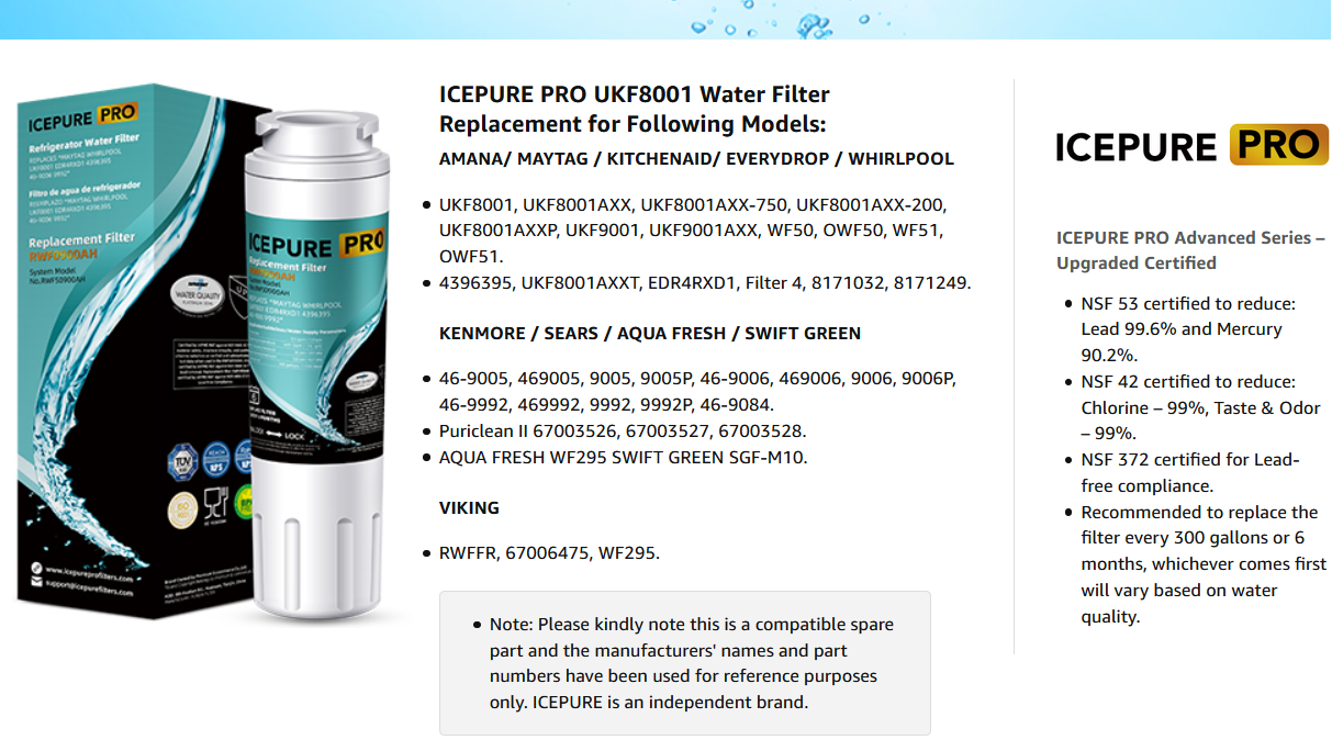 Everydrop Filter 4 Edr4rxd1 Whirpool Ukf8001 Replacement Water Filter By Icepure