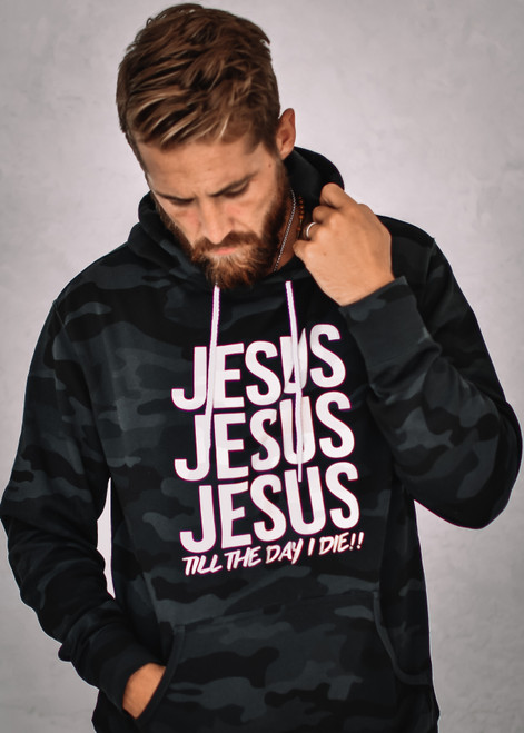 CAMO JESUS HOODIE-GLOW IN THE DARK!