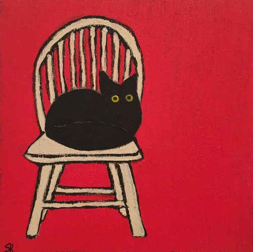 Sherry Rusinack: Black Cat, White Chair Art & Artists BoxHeart Gallery