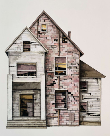 Seth Clark: House Study (purple bricks, white siding)