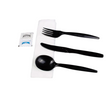 Cutlery Kit, PP, 6 Piece Black Medium Heavy Weight (F,K,SS,Nap,S&P), 250 Kits