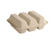 9''x 8'' PFAS Free Fiber Hinged Taco Containers, 3 Comp, Natural - 300 pcs