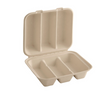 9''x 8'' PFAS Free Fiber Hinged Taco Containers, 3 Comp, Natural - 300 pcs