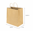 Kraft Paper Shopping Bags, 12” W x 9" G x 15.75” H, XL - 200 pcs