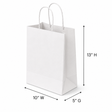 White Paper Shopping Bags, 10" W x 5" G x 13" H, Medium - 250 pcs