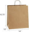 Kraft Paper Shopping Bags, 14" x 10" x 15.75" Kraft 200 pcs
