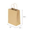 Kraft Paper Shopping Bags, 8.1" W x 4.5" G  x 10.6" H, Small - 250 pcs