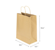 Kraft Paper Shopping Bags, 9.6" W x 5.3" G x 13.4" H, Medium - 250 pcs