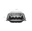 Hinged Container 8"x 8" (3 Comp) Premium PP, Blk w/Clear Top - 150 pcs
