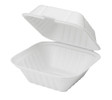 6''x 6'' PFAS Free Comp Fiber Hinged Containers, White - 500 pcs