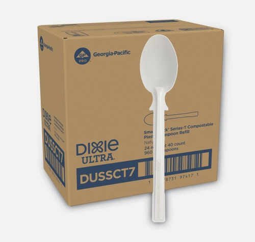 Dixie T-Series CPLA Spoon Refill Packs for SmartStock Dispensing System  - 960 pcs