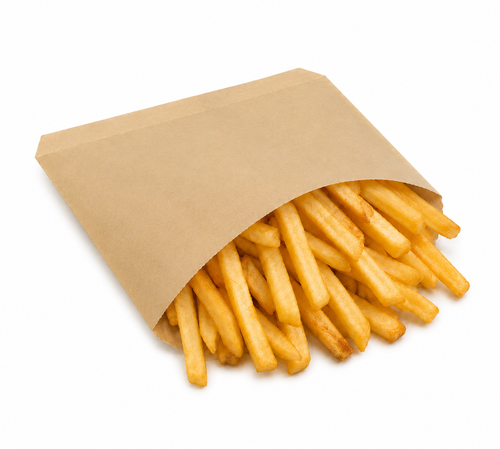 French Fry Bag, Kraft, 4.5" x 4.1", Grease-Resistant - 2000 pcs