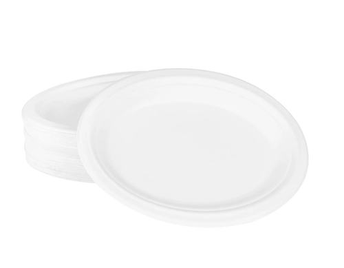 10" x 8" Bagasse Plate Oval, 1 Comp, PFAS Free - 500 pcs