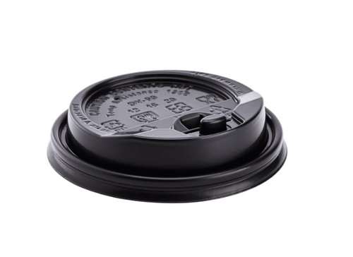 Lid Dome Sipper with enclosure, for Hot Cup (90mm), Black, Fits 10-24oz, 1000 Pcs