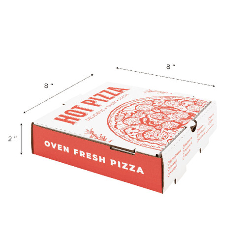 Pizza Box, 8''x8''x2'', Generic Print - 50 pcs