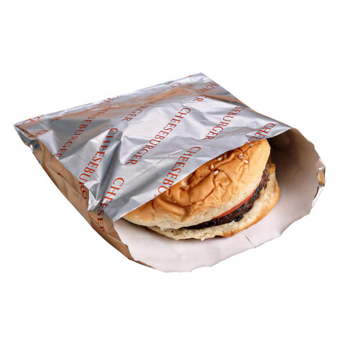 Foil/Paper Bag,  "Cheeseburger" Print 6" x 6.5" - 1000 pcs Foil/Paper Bag,  "Cheeseburger" Print 6" x 6.5" - 1000 pcs
