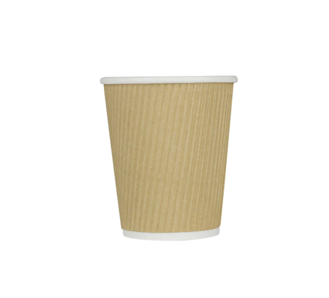 Paper Hot Cup Ripple Paper Hot Cup (80mm), Kraft Ripple Paper, 8oz, 500 Pcs