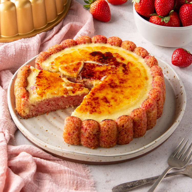 Strawberry Creme Brulee Cake