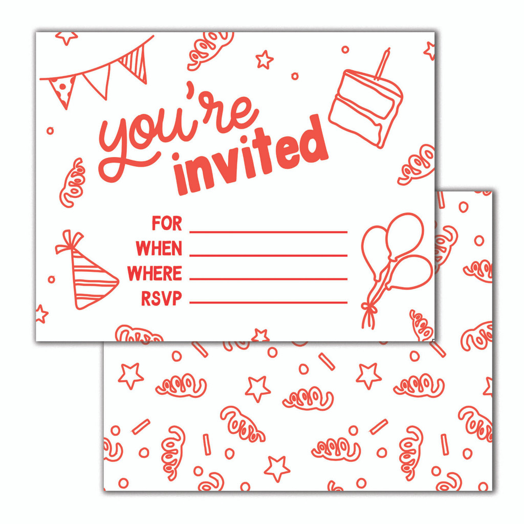 Red You're Invited Invitation Set