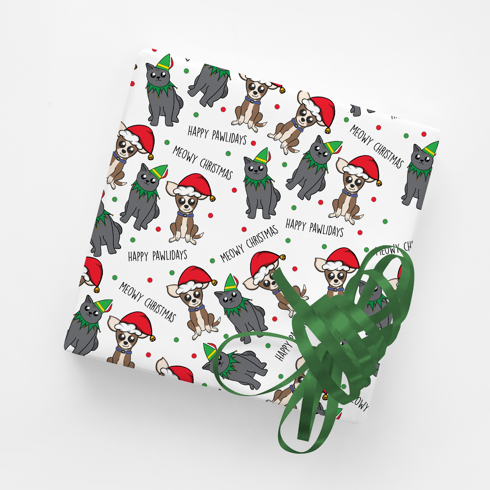Pug Christmas Wrapping Paper - Black