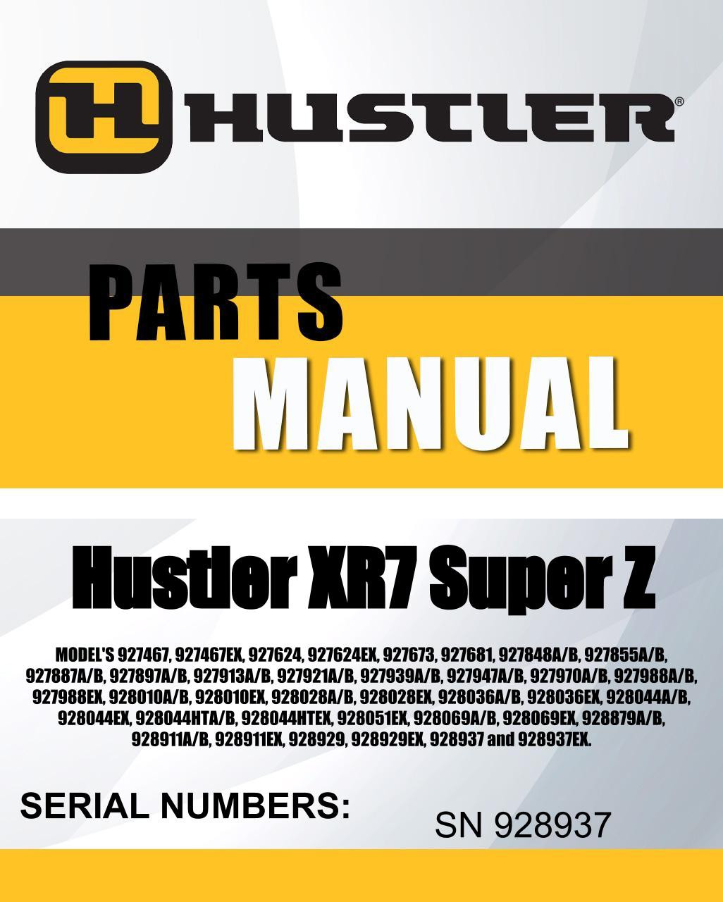 Hustler XR7 Super Z SN 928937 parts manual - Hustler Lawn Mowers 