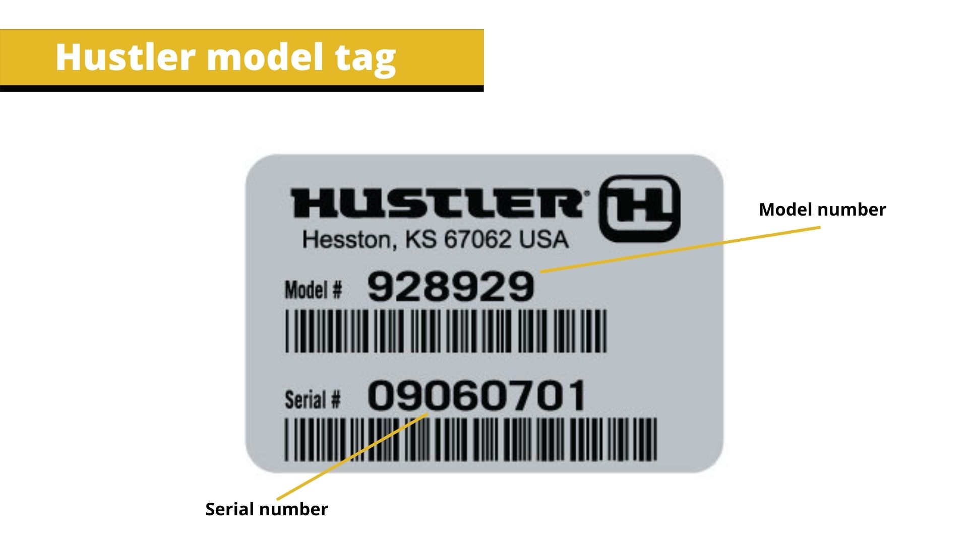 Hustler serial number label