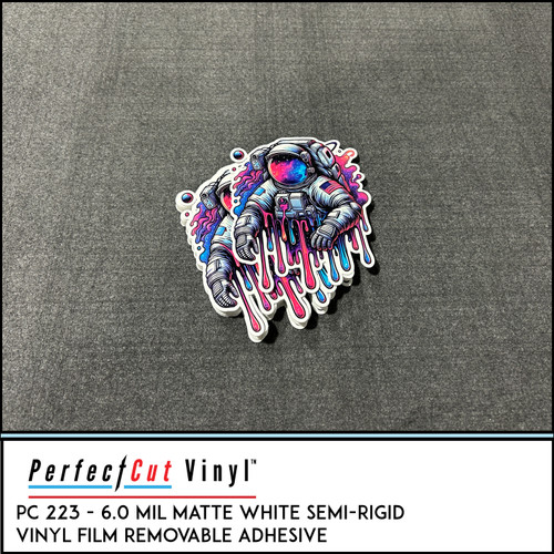 Astronaut sticker print and cut on 6RM matte white vinyl film