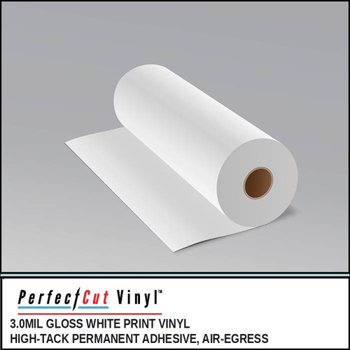 3.0mil Gloss White Print Vinyl, High-Tack Permanent Adhesive, Air-Egress – PerfectCut Vinyl